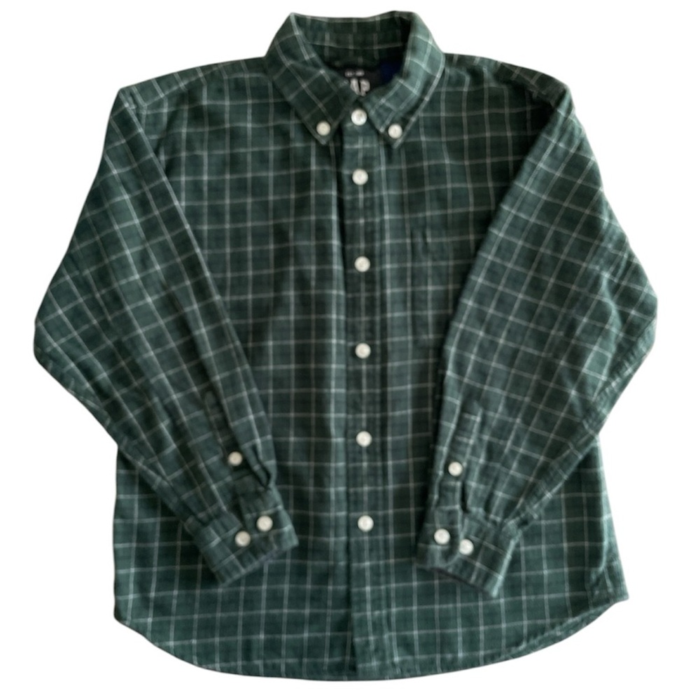 GAP Green/White Plaid Flannel Shirt